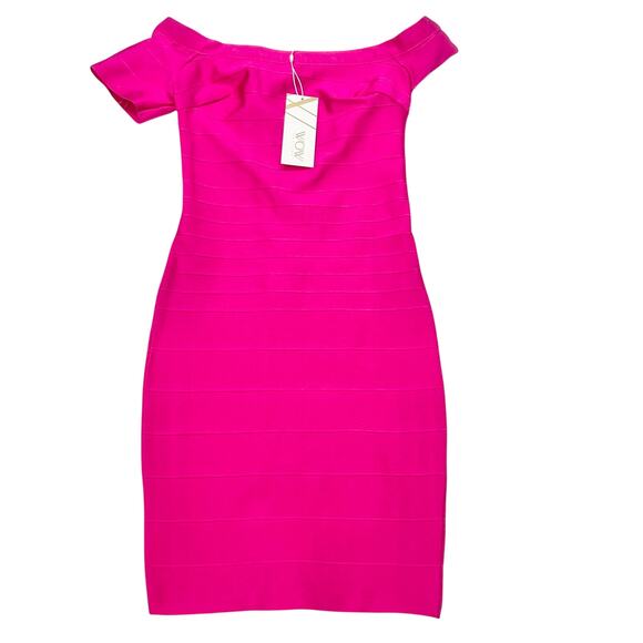 WOW Couture Bandage Bodycon Dress Women Small Pink Zipper Formal Night New - Picture 1 of 10